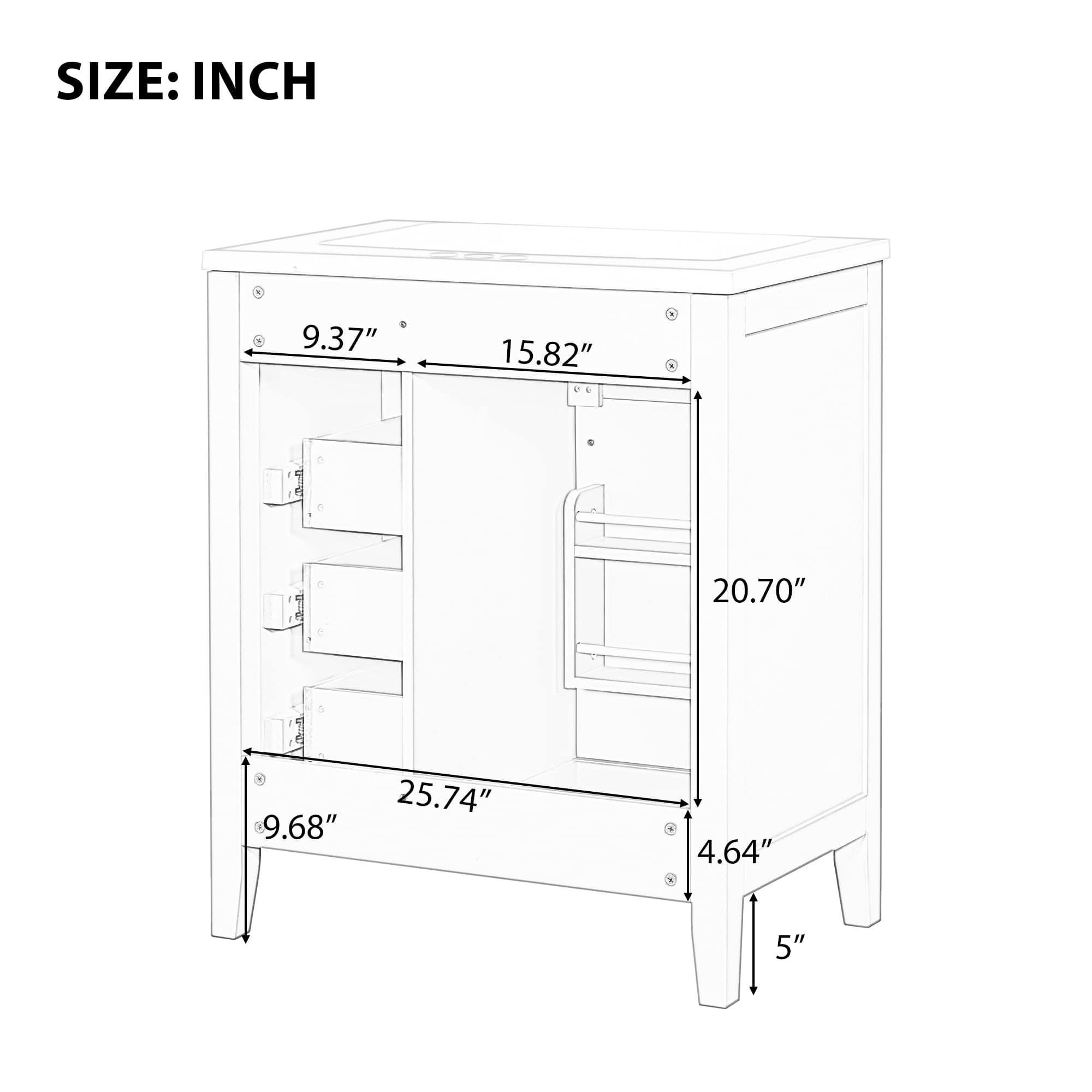 30" Bathroom Vanity without Sink with Drawers,Solid Frame and